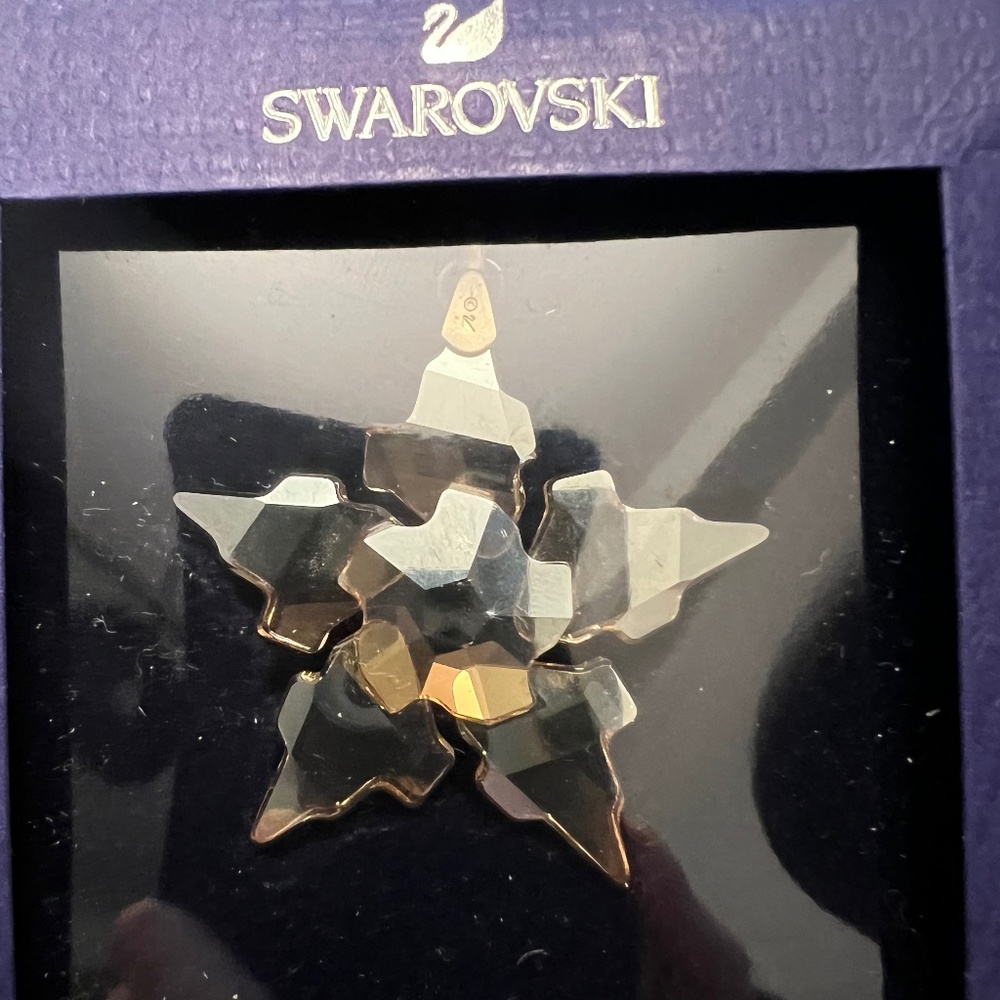 Swarovski gold tone crystal star ornament X 2